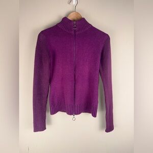Angora Merino Wool Made in Italy Purple Zip Up Cardigan Soft See Meas. (poss. M)